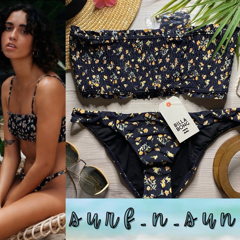 Billabong • Ruched Ditsy Floral Tube Bikini Top | Tropic Bottoms